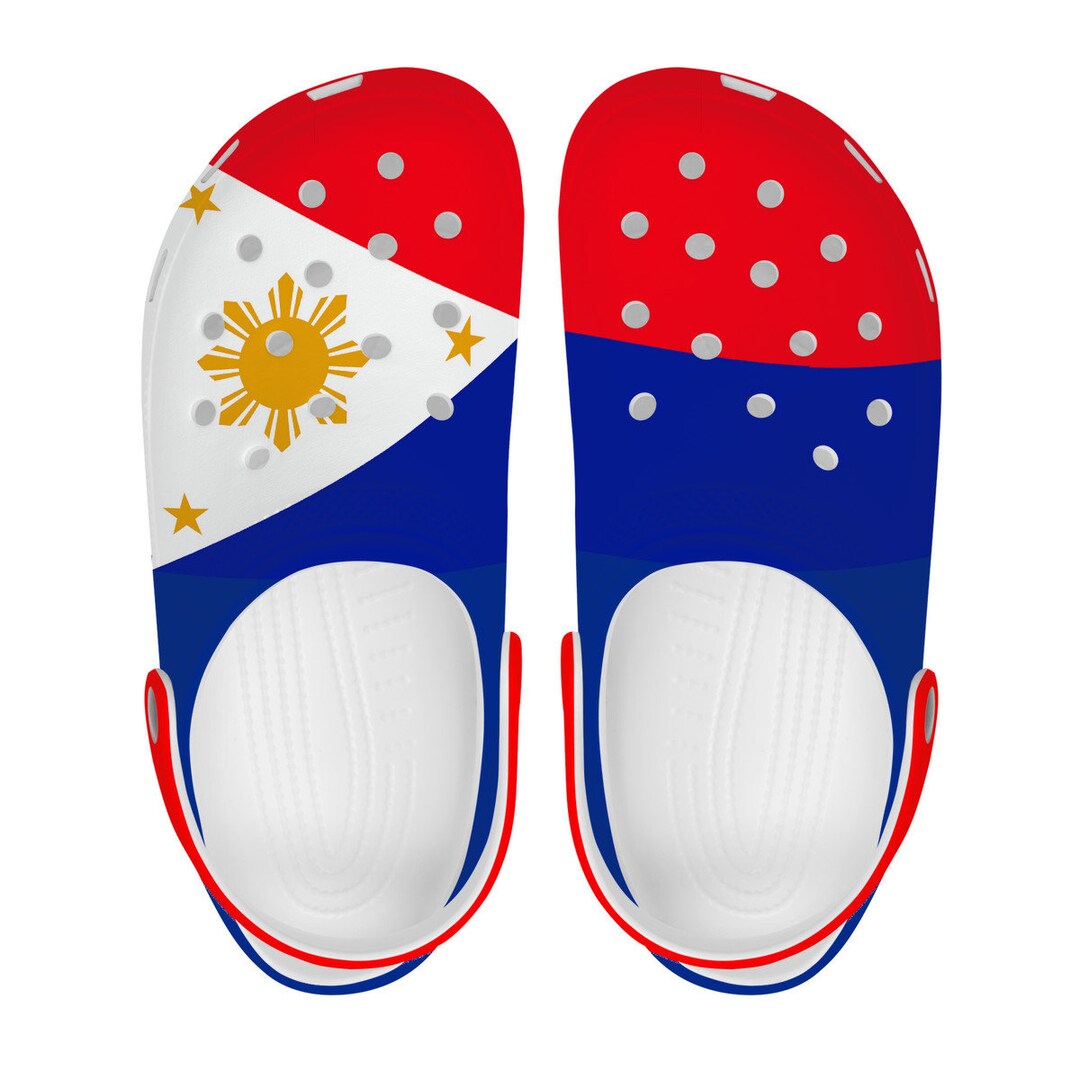Filipino Flag Clogs Closed Toe Clogs Red Slip on Shoes Filipino Flag