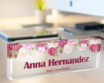 Desk Name Plate, Name Plate for Desk Pink, Gift for Coworker, Personalized Business Gift, Promotion Gift, Gift for Boss, Appreciation Award