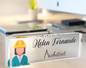 Architect Desk Name Plate, Personalized Business Gift for Architects, Promotion Gift, Gift for Boss, Appreciation Award