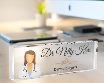 Doctor Desk Name Plate, Personalized Business Gift for Medical Specialists, Gift for Boss, Promotion Gift for Hospitals, Appreciation Award