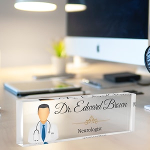 Doctor Desk Name Plate, Personalized Business Gift for Medical Specialists, Promotion Gift for Hospitals, Appreciation Award for Doctors