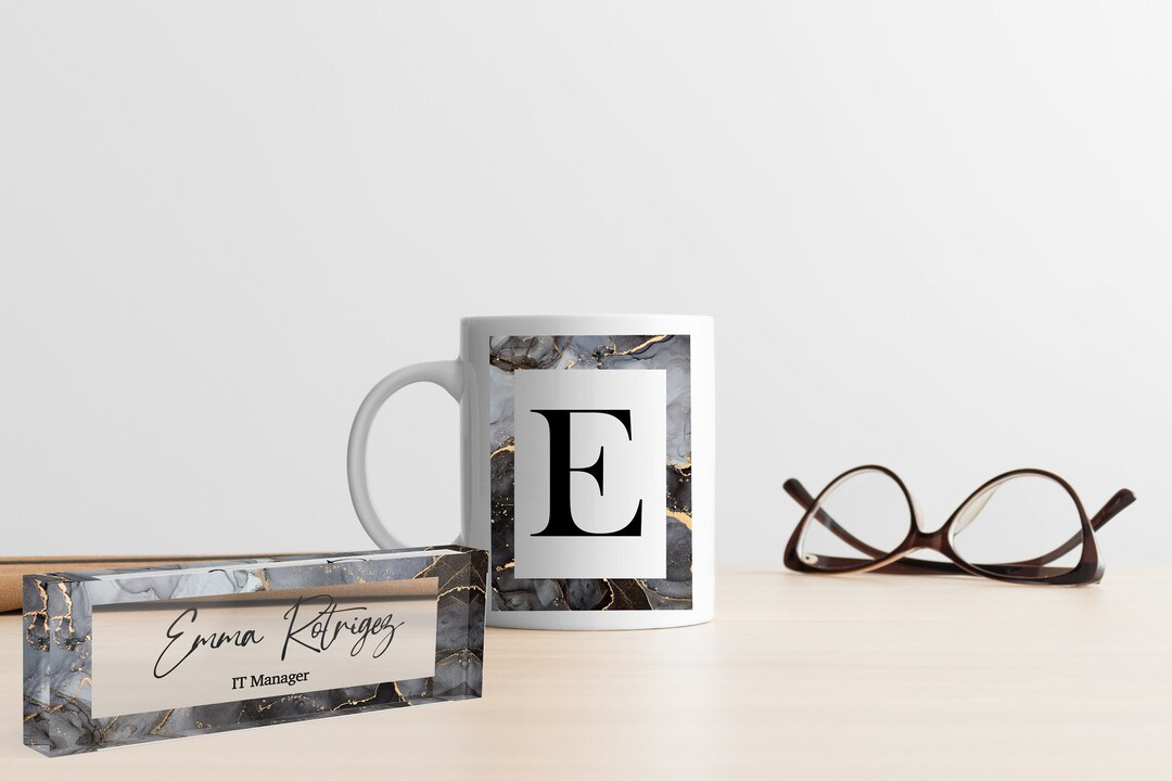 Desk Name Plate Marble Design Name Plate for Desk Etsy