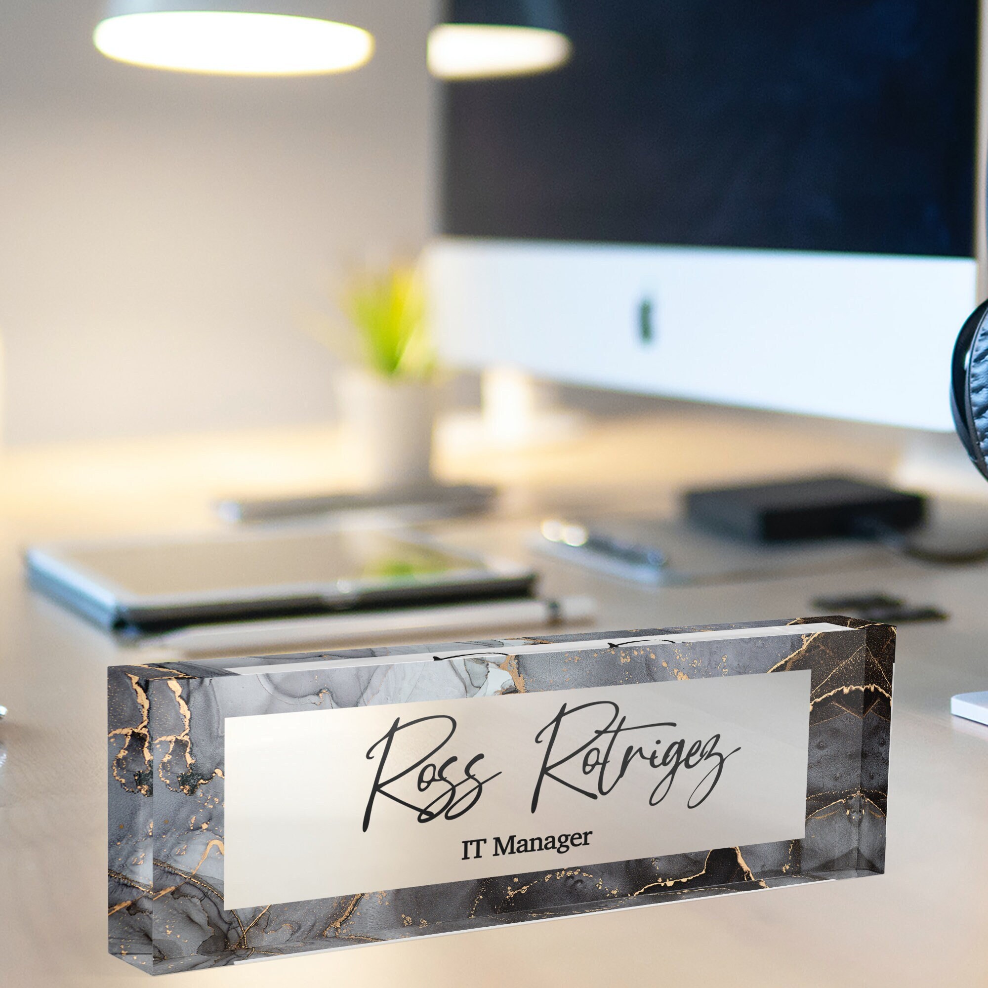Desk Name Plate Marble Design Name Plate for Desk Etsy Canada
