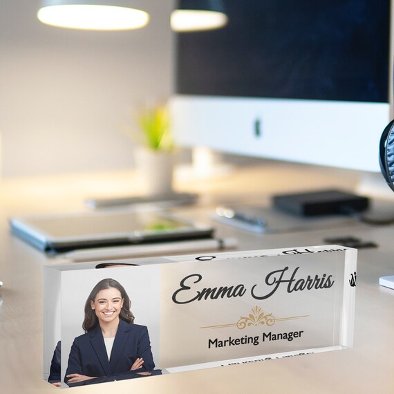 Desk Name Plate Personalized | Custom Name Plates For Desks | Office Gifts For Coworkers, Boss, Employee, Teacher, Social Worker | Office Desk Decor - (8" X 2.5