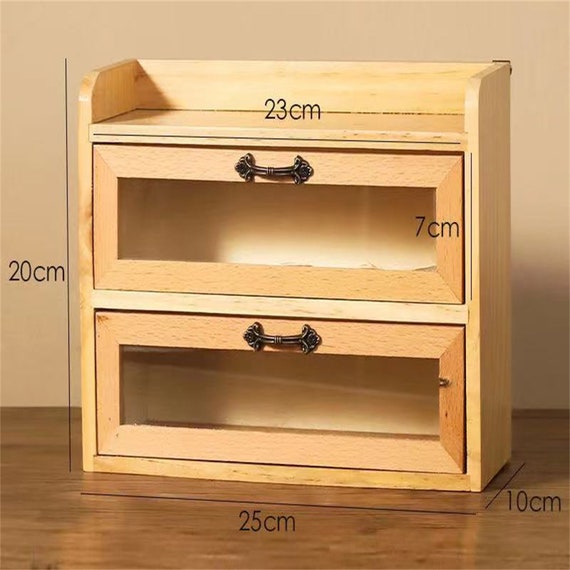Wooden Desktop Storage Box, Small Drawer, Cosmetics Shelf, Jewelry