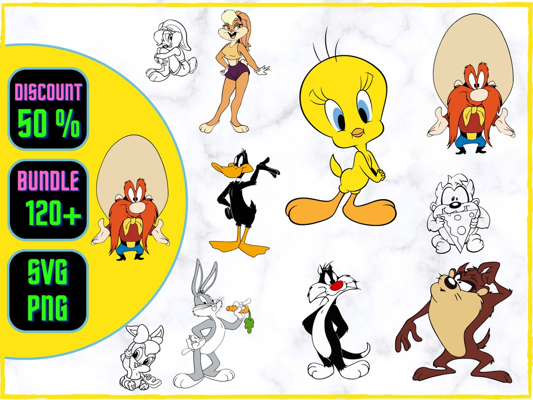 120 Looney Tunes SVG Looney Tunes Clipart Layered Digital Etsy