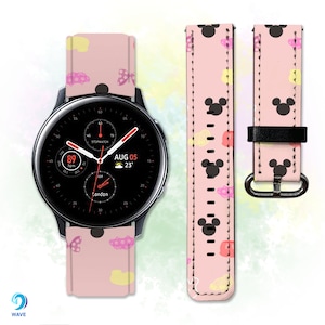 Correa Disney Galaxy Watch 3 4 5 6 7 Pro Active 2 de 40 mm, 42 mm, 44 mm, 45 mm y 46 mm Mickey Mouse Watch 4 Gear S2 S3 Sport 20 de 22 mm de piel sintética