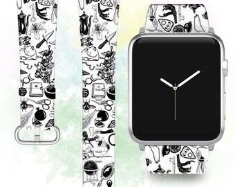 Bracelet Apple Watch sorcellerie, bracelet iWatch en cuir PU