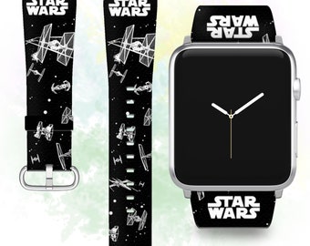 Spaceship Apple Watch All series 1 2 3 4 5 6 7 8 9 band Apple Watch Ultra 2 band SE Star Wars iWatch band 38 40 42 44mm band PU leather band