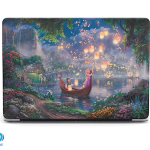 May include: A romantic scene with a couple in a boat on a lake, surrounded by floating lanterns and a distant castle. The sky is filled with stars and the water is reflecting the lights.