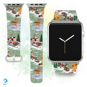 Cinturino natalizio Disney per Apple Watch, Topolino e Minnie, Serie 1-Ultra 2