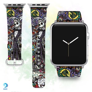 Nightmare Before Christmas Apple Watch Band, Sublimation Leather Strap