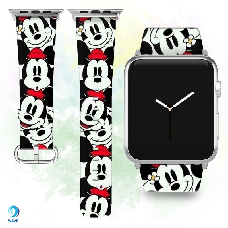 Mickey Mouse Apple Watch Ultra 2 Strap SE PU Leather Band Disney Iwatch
