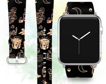 Bracelet iWatch Halloween sorcellerie, bracelet Apple Watch en cuir PU