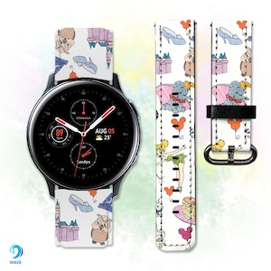 Disney Galaxy Watch 3 4 5 6 7 Pro Dumbo Samsung Watch 4 Gear S2 S3 Sport 20 22 PU leather Disneyland Active 2 40mm 42mm 44mm 45mm 46mm band