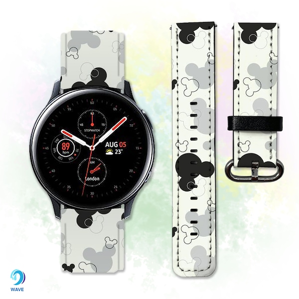 Disney Watch 4 Gear S2 S3 Minnie Mouse Galaxy Watch 3 4 5 6 Pro Sport 20 22 Mickey Mouse PU leather Active 2 40mm 42mm 44mm 45mm 46mm band