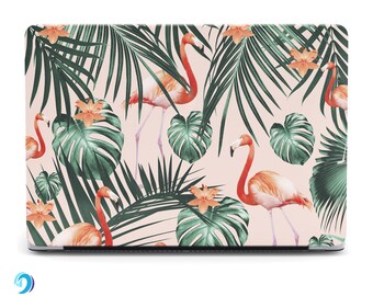 Flamingo & Tropical Leaves MacBook Case, Slim Plastic Cover
