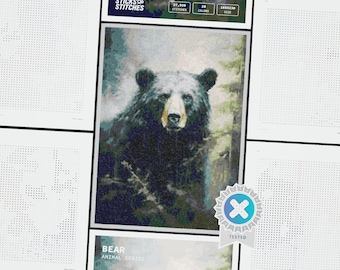 Bear Cross Stitch Pattern: Modern Full Art Embroidery (PDF Download, Pattern Keeper Compatible)