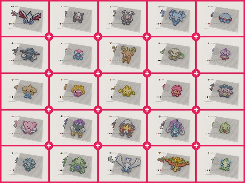 Full collection of Johto Pokemon in Perler bead format