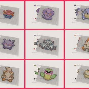Complete set of Kanto Pokemon Perler patterns for DIY projects