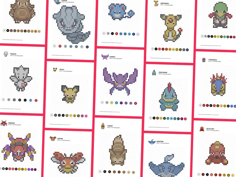 Johto region Pokemon fuse bead templates in digital format