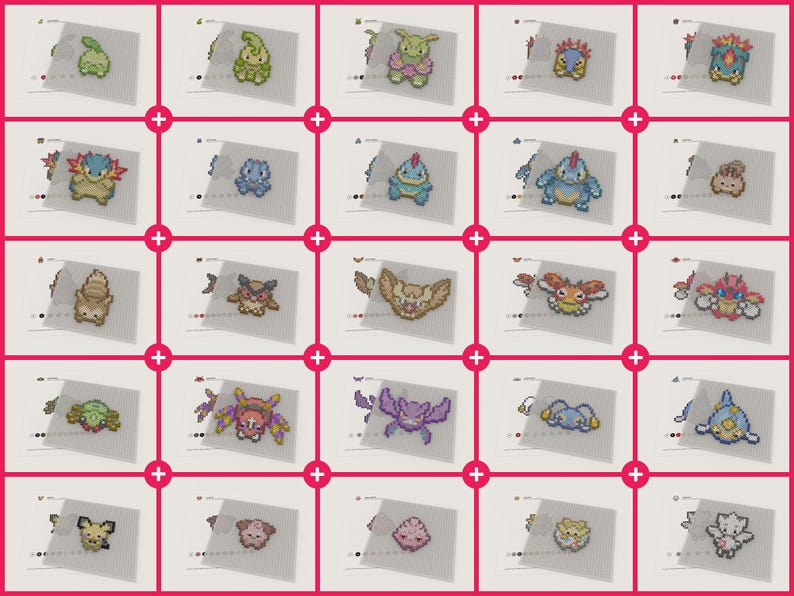 Pixel art Pokemon designs made with fuse beads