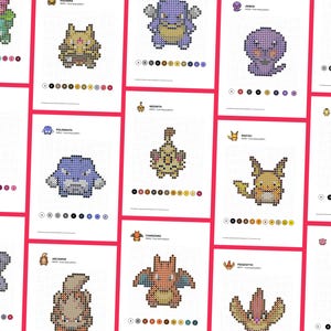 Kanto region Pokemon fuse bead templates in digital format