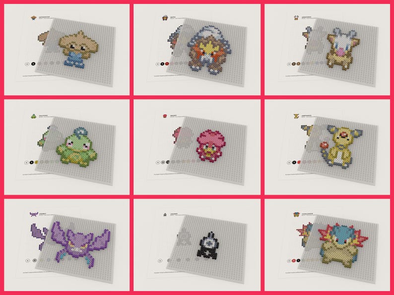 Complete set of Johto Pokemon Perler patterns for DIY projects