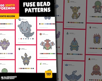 100 Pokemon Perler Bead Patterns | Johto Region Collection | Easy Fuse Bead Templates | Digital Download for Creative Fun