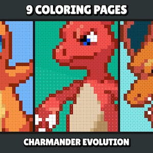 Color by Numbers | Kanto Starter Pokemon | Pixel Painting | Coloring ...