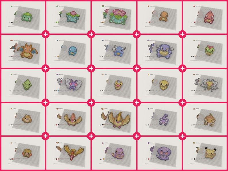 Pixel art Pokemon designs made with fuse beads