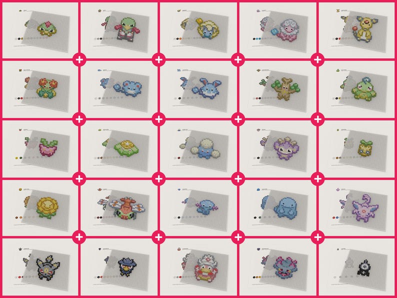 Digital download of 100 Pokemon Perler bead templates