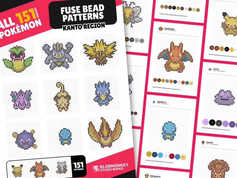151 Pokemon Perler Bead Patterns | Kanto Region Collection | Easy Fuse ...