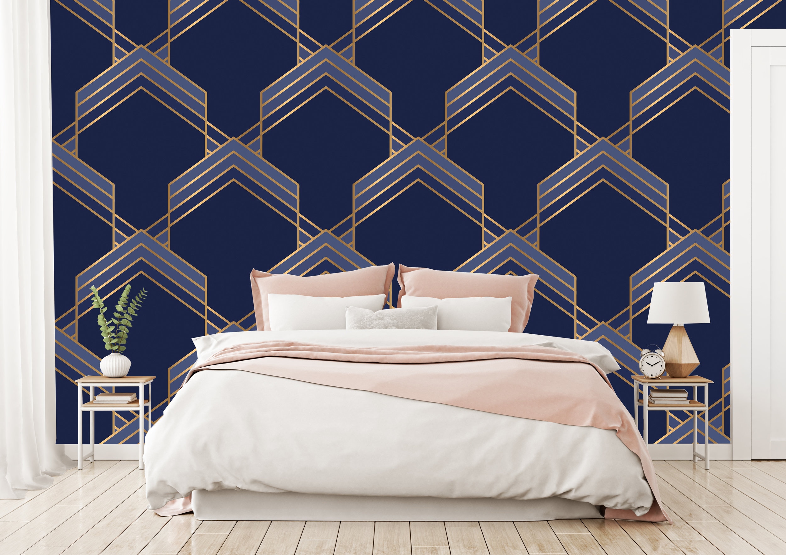 Navy Blue Geometric Wallpaper