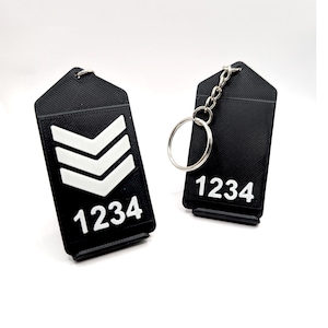 Personalised Police Epaulette Keyring | Custom Collar Number & Rank | Sergeant, PC, Constable | Thin Blue Line Gift