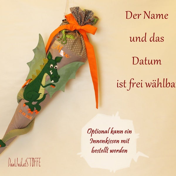 Schultüte, 85cm, Drache, Zuckertüte, Schuleinführung, 1. Schultag, Einschulung, Drachen