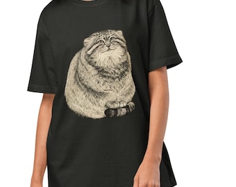 Pallas Cat Oversized T-shirt: Vintage Wild Cat Illustration