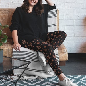 Autumn Leaves Pattern Leggings | Soft Yoga Pants, UPF 50+