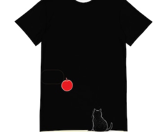 黒猫Tシャツドレス：ミニマリストな猫好きの装い