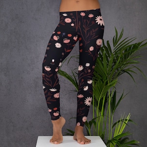 Floral Print Women&#39;s Leggings - Comfortable Activewear for Gym & Casual Wear