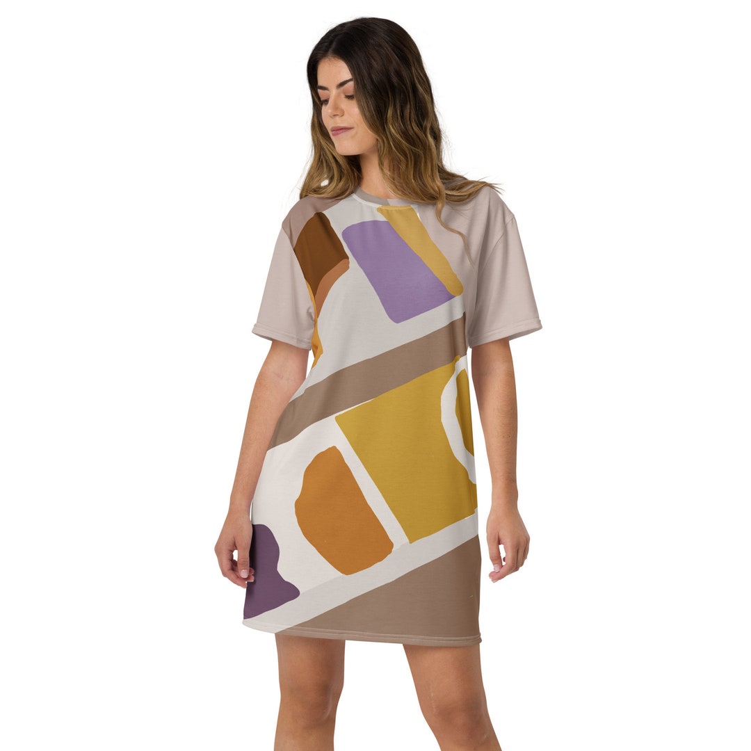 Abstract Watercolor Shirt Dress – Modern Chic