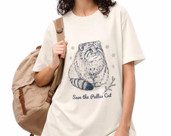 Save The Pallas Cat T-Shirt, Manul Conservation Tee, Wild Cat Lover Gift, Endangered Cat Shirt, Nature Activist Tee, Cat Mom Gift