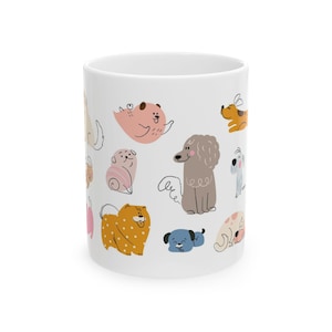 Adorable Cartoon Dog Mug - Cute Animal Illustration Coffee Cup, Fun Pet Lover Gift, Colorful Puppy Design, Perfect for Dog Moms & Dads