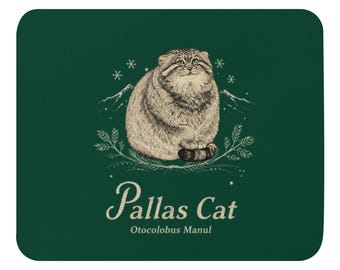 Pallas Cat Mouse Pad, Green Manul Cat Desk Mat for Animal Lovers