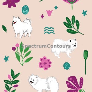 Süßer weißer Hund Clipart-Bundle - Florale Welpen PNG Elemente - Nahtloses Muster Digitales Papier - Kawaii Hund Scrapbooking Pack - Sofort-Download