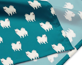 Teal Samoyed Print Bandana, Dog Lover Gift