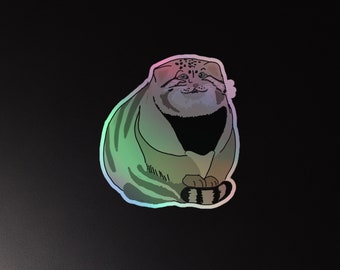 Pallas Cat Sticker Adorable Manul Wild Cat Holographic Decal