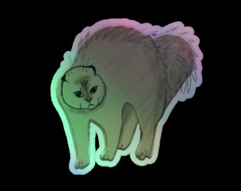 Scared Cat Holographic stickers