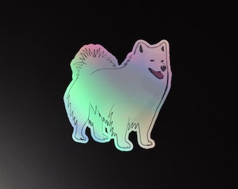Holographic Samoyed Dog Sticker: Waterproof Vinyl Decal for Laptop