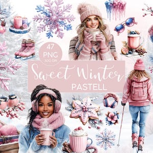 Clipart l Zoete Winter Pastel l Aquarel l Clipart Bundel l Clipart I PNG I commercieel gebruik